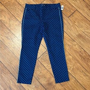 NWT Womens Old Navy Navy Polka Dot Pixie Ankle Pants Sz 14 Navy & Blue